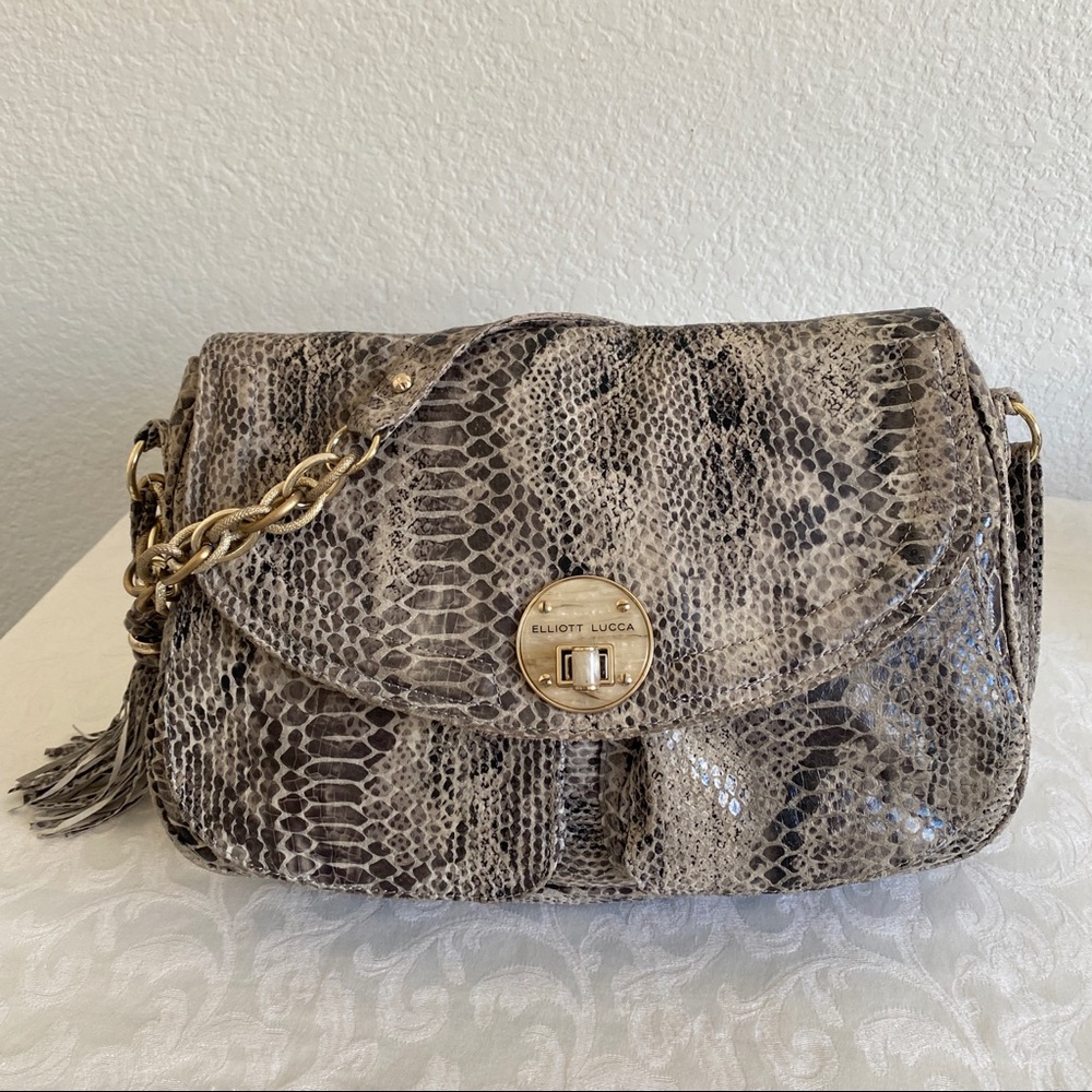 Elliott Lucca snakeskin print leather bag